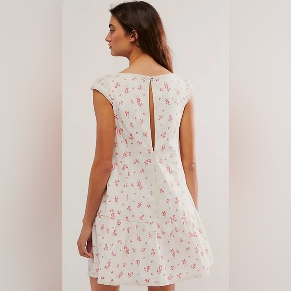NWT Free People Beasley mini dress Ivory combo small pink flowers SZ Small - Picture 4 of 10